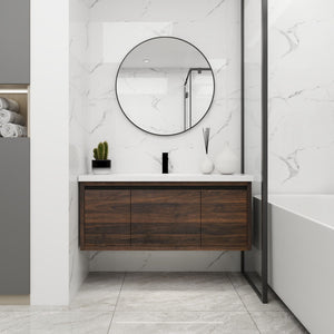 Floating Bathroom Vanity With Resin Sink And Soft Close Doors