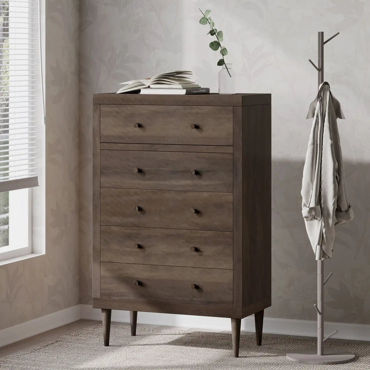 Nystrom - Mid Century Modern 5 Drawer Dresse