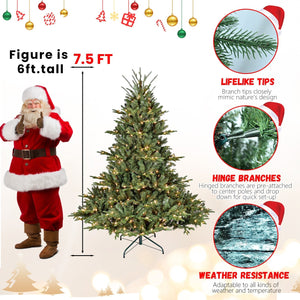 Full-Bodied Pre-Lit Evergreen Christmas Tree with 350 Warm White Lights - Green