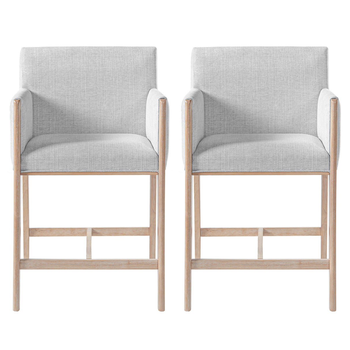24'' Seat Height Upholstered Counter Stools with Arms - Set of 2