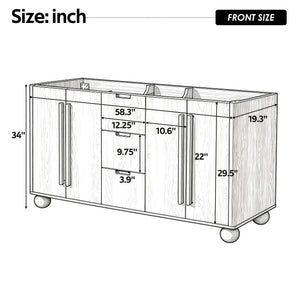 58.3" Bathroom Vanity Cabinet Only with Soft-Close Drawers