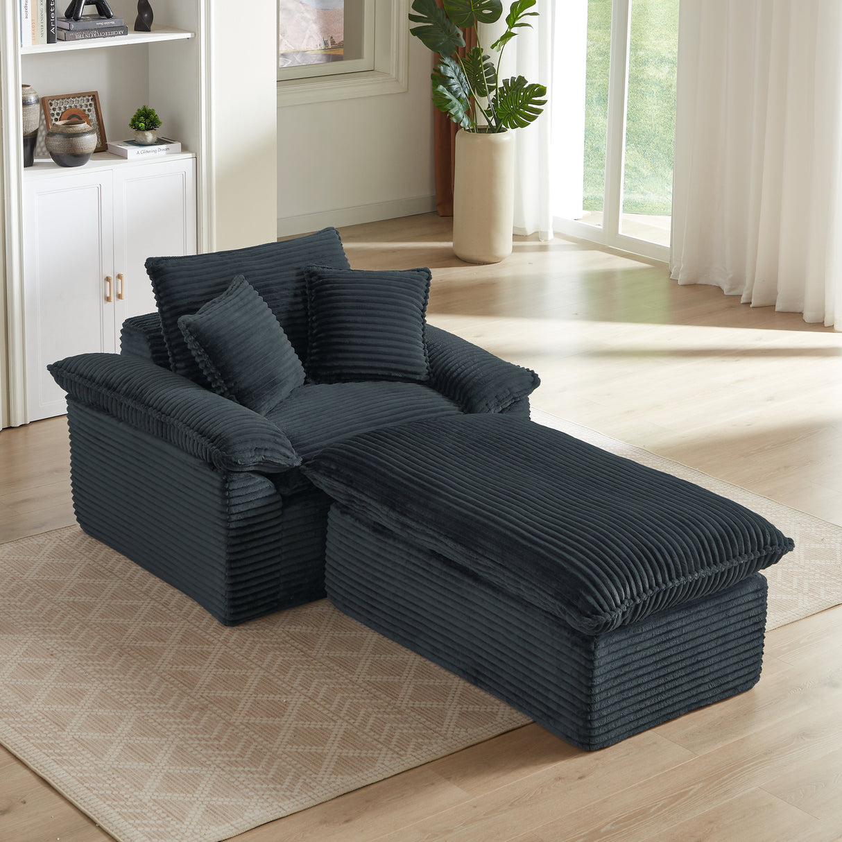51.97 Inch Comfortable Single Seat Sofa with Unique Footrest Design