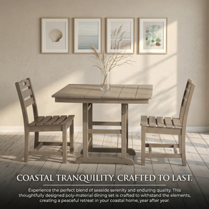 Antique Wood Color HDPE 5-Piece Outdoor Patio Dining Set