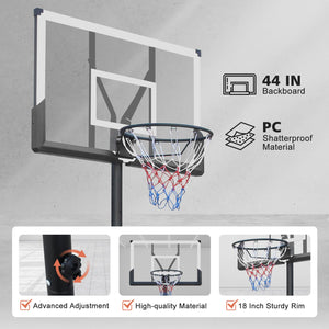 Basketball Hoop with 5.73-10FT Adjustable Height