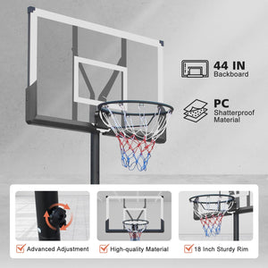 Basketball Hoop with 5.73-10FT Adjustable Height