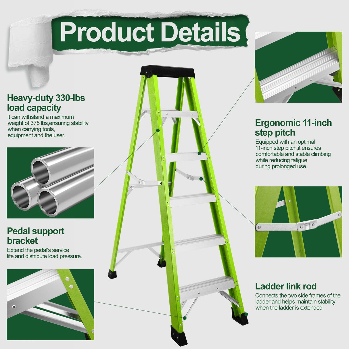 Fiberglass Ladder with Tool Tray