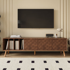 TV Stand, Cabinet For Living Room, Fits TVs Up To 80" - Walnut