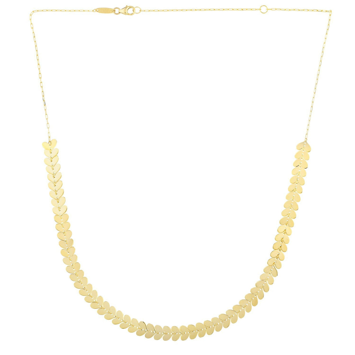 14k Yellow Gold Polished Heart Link Chain Necklace