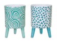 Blue-Patterned-Pot-with-Legs-(Set-of-2)-Pots-&-Planters