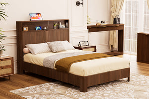 Full Extra Long Bed Frame with Storage Headboard