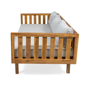 Claremont 3 Seater Daybed Teak Acacia Wood Water Resistant Cushions