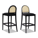 Arlin Upholstered Stool with Curved Back and Footrest, Set of 2