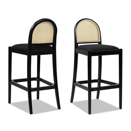 Arlin Upholstered Stool with Curved Back and Footrest, Set of 2