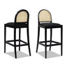 Arlin Upholstered Stool with Curved Back and Footrest, Set of 2