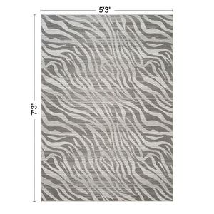 Geometric Area Rug with 3D Effect - Ivory / Gray