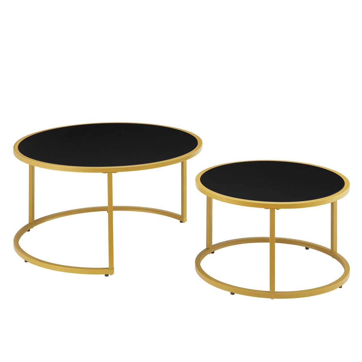 Modern Faux Leather Nesting Round Coffee Table Set of 2