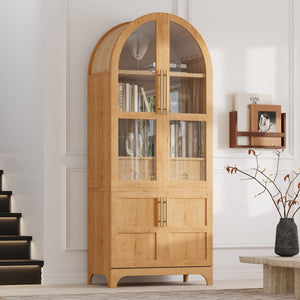 K&K 71' Tall Arched Kitchen Pantry Cabinet with Adjustable Shelves