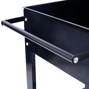 Elevated Mobile Raised Ergonomic Metal Planter Garden Bed With Wheels Powder Coated Steel - Black