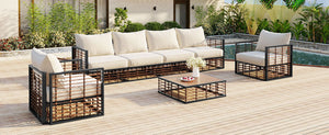 TOPMAX Modern Minimalist 7-Piece Metal Patio Sectional Sofa Set