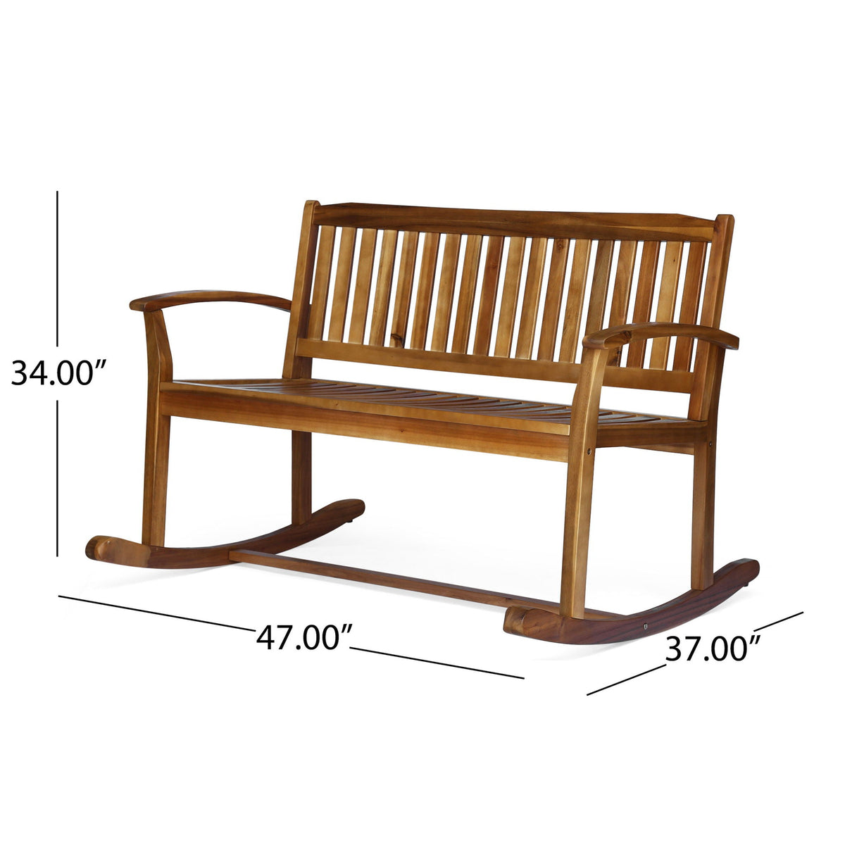 Outdoor Rocking Loveseat With Acacia Wood Frame - Natural – Tuesday Morning