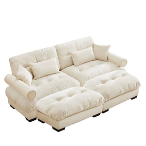 Oversized Modular Sectional Sofa with Movable Ottoman - Fabric, Multiple Colors