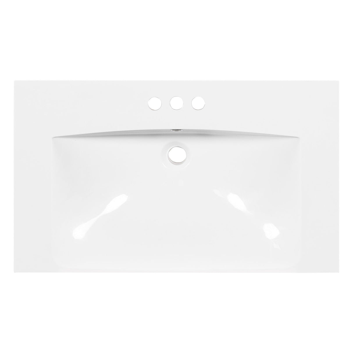 Single Bathroom Basin Sink, Vanity Top Only With 3 Faucet Holes