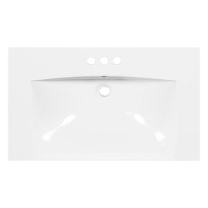 Single Bathroom Basin Sink, Vanity Top Only With 3 Faucet Holes