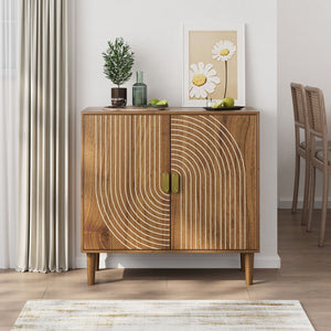 Line Groove Buffet Cabinet with Ample Storage - Brown