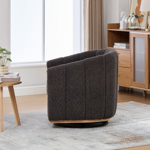 Swivel Upholstered Barrel Chair With Metal Base