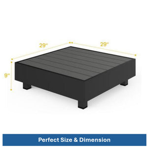 Square Slatted Patio Coffee Table With Rust Resistant Accents - Gray