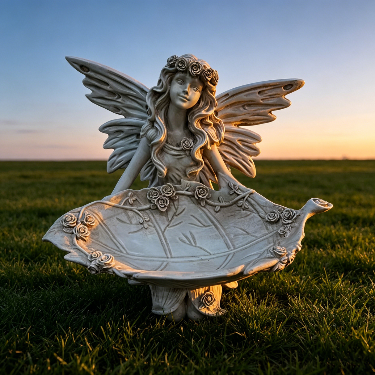 12.80" High Garden Fairy Figurine with Leaf Tray