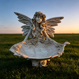 12.80" High Garden Fairy Figurine with Leaf Tray