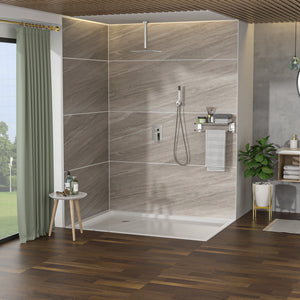 Dual Shower Head System With 12" Square Rain Shower And Rough In Valve