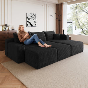 95" Cloud Sectional Sofa with 2 Ottomans
