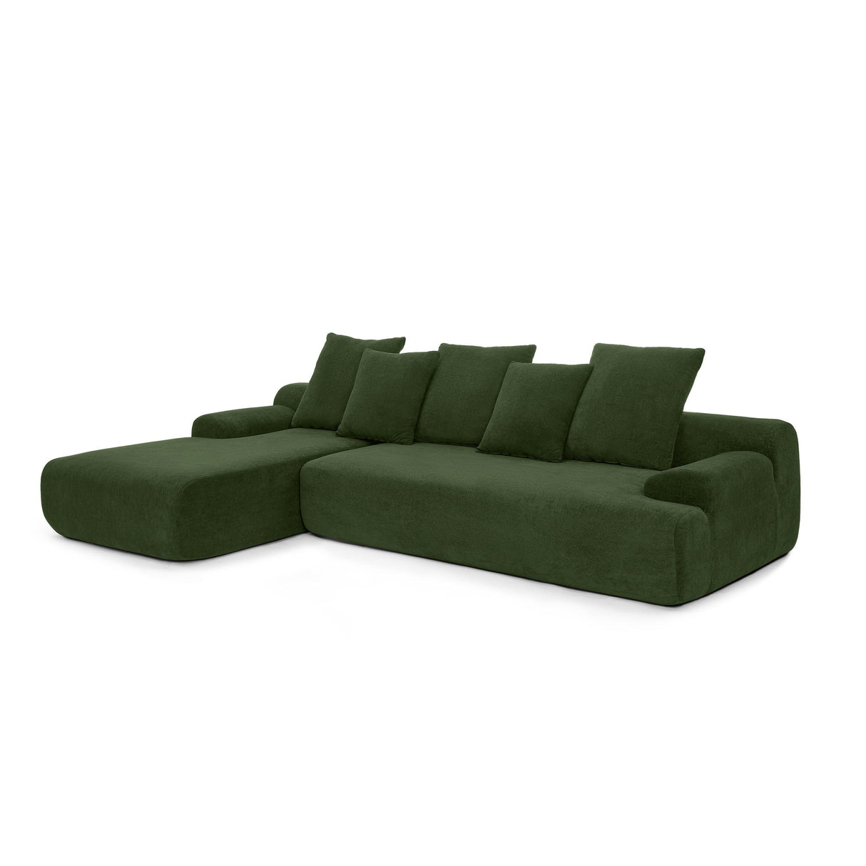 110.25x67'' Modern Upholstered L-Shape Sectional Sofa Velvet Green