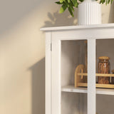 Buffet Storage Cabinet with Double Glass Doors and Unique Bell Handle