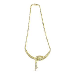 14k Yellow Gold 17.0 Cttw Diamond Double Row Lariat 18" Inch Tennis Necklace with Pear Shape Diamond Drop Tips (I-J Color, VS2-SI1 Clarity)