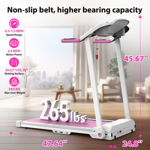 Foldable Treadmill - 2.5HP Electric Folding Running Machine