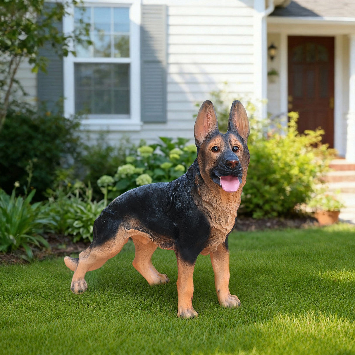 Outdoor German Shepherd Dog Statue Greeter Garden Decor