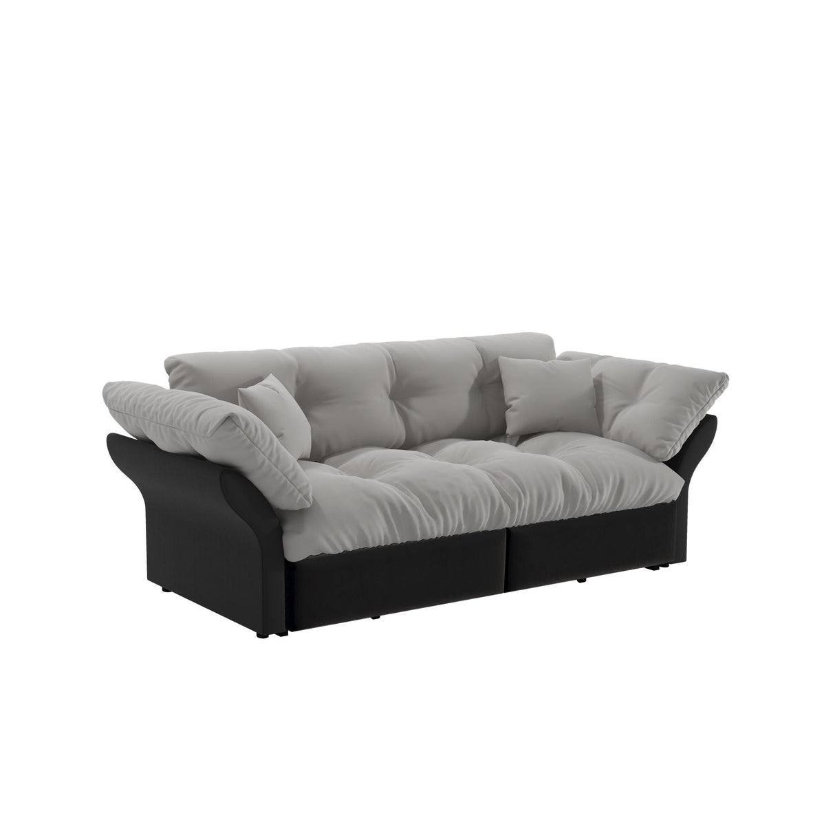 Queen Pull Out 3-in-1 Convertible Sleeper Tufted Sofa & 2 Soft Pillows