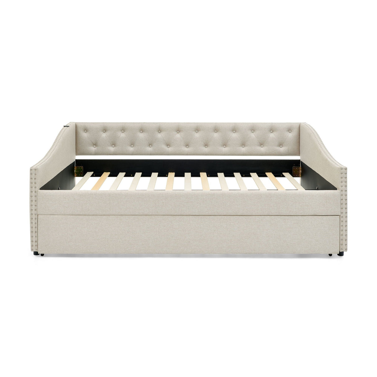 Upholstered Daybed With USB Charging & Pull Out Bed