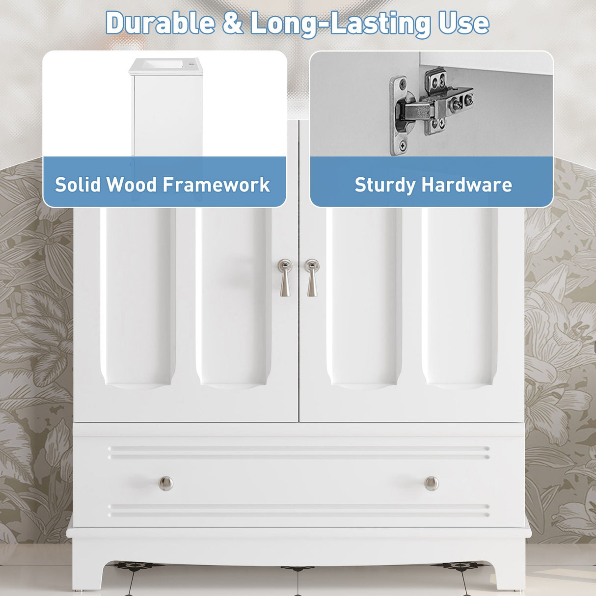 Bathroom Vanity With Sink, Cabinet With Adjustable Shelf And Drawer Divider