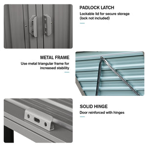 Outdoor Metal Garbage Bin Shed for Two Trash Cans