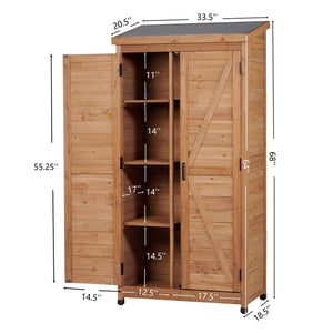 Outdoor Storage Shed With Vertical Tool Cabinet For Backyard