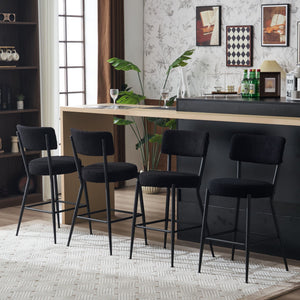 Modern Teddy Fabric Upholstered Bar Stools - Legs