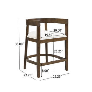 Modern Rubberwood Counter Stool Set with Upholstered Seats
