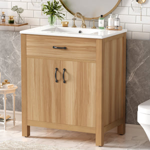 30" Wood Bathroom Vanity with Solid Wood Frame