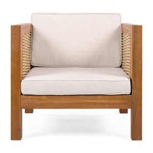 Outdoor Club Chair With Wicker Armrest