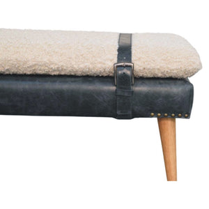 Boucle x Leather Upholstered Bench, Nordic Legs