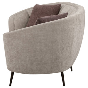 Saanich - Upholstered Curved With Plump Accent Pillows - Beige